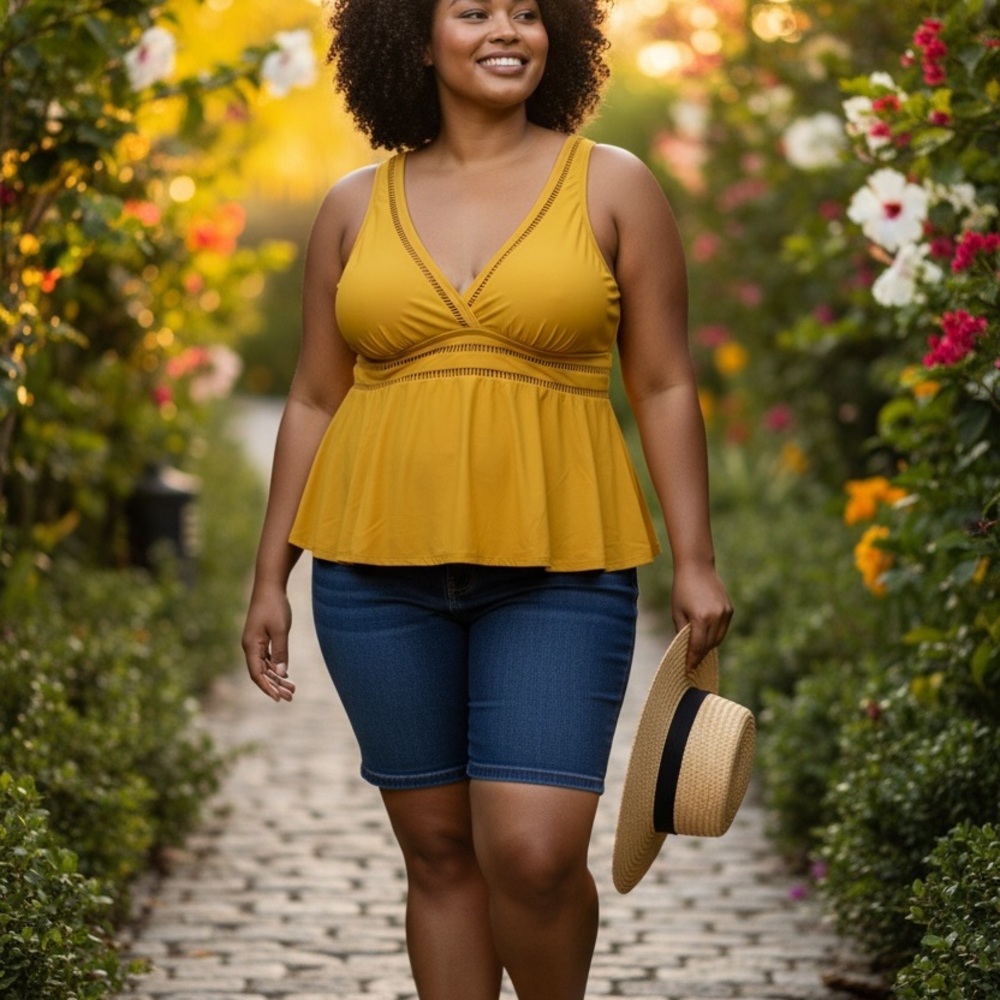 Women's Mustard Swim Top